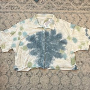 American eagle cropped polo shirt size large